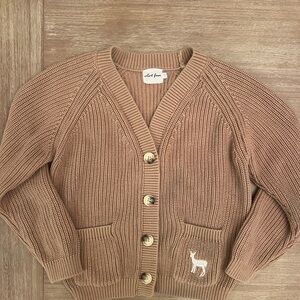 Deer Embroidered Tan Cardigan by Velvet